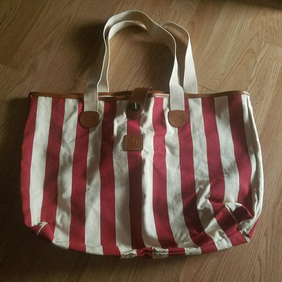 White /red stripe vintage handbag - Picture 3 of 4